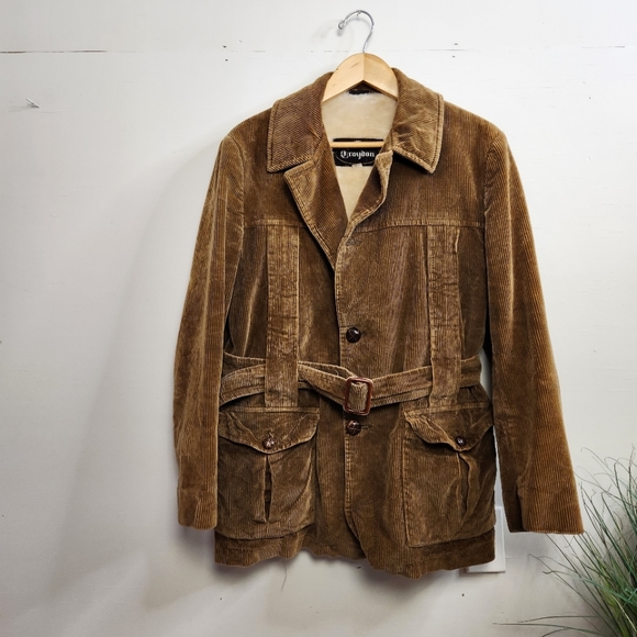 Vintage Other - Vintage 90s Tan Corduroy Jacket Grunge 1990s Rocker Boho Bohemian Festival